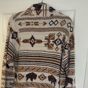Beautiful Patterned Cardigan with bolo-leather accent ties